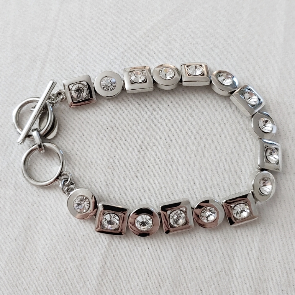 Cookie Lee Silver & Rhinestone Bracelet
